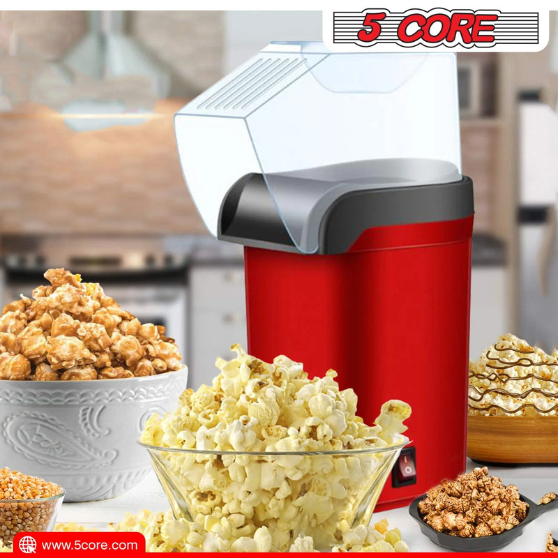 5Core Hot Air Popcorn Machine, 16 Cup, Electric Oil-Free Pop Corn Kernel Popper Bpa-Free Food Safe Red