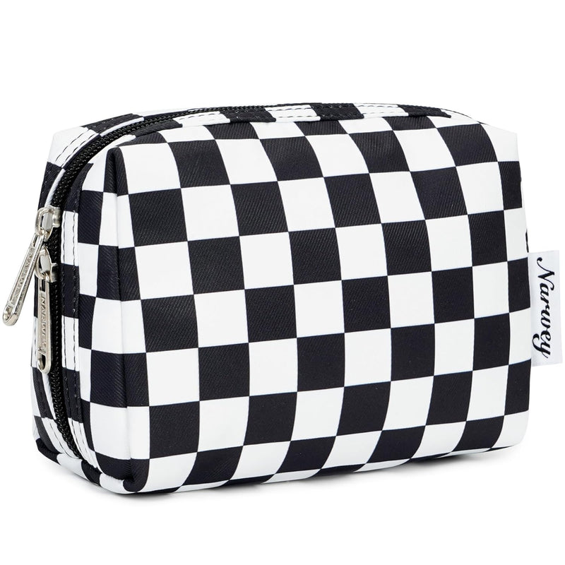 Large Checkered Makeup Bag Zipper Pouch Travel Cosmetic Bag Organizer for Women (Large, Light Checkerboard)