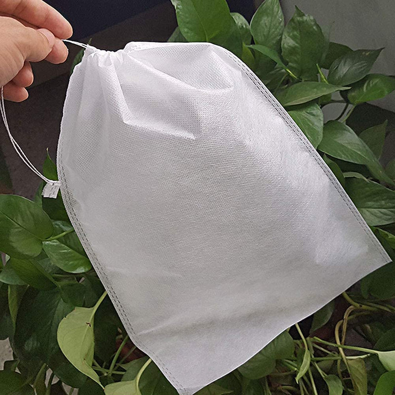 100 Pcs 9.4''X13.8'' Non-Woven Fruit Protection Drawstring Bags, Protect Vegetables Fruits from Insects Mosquito Bugs