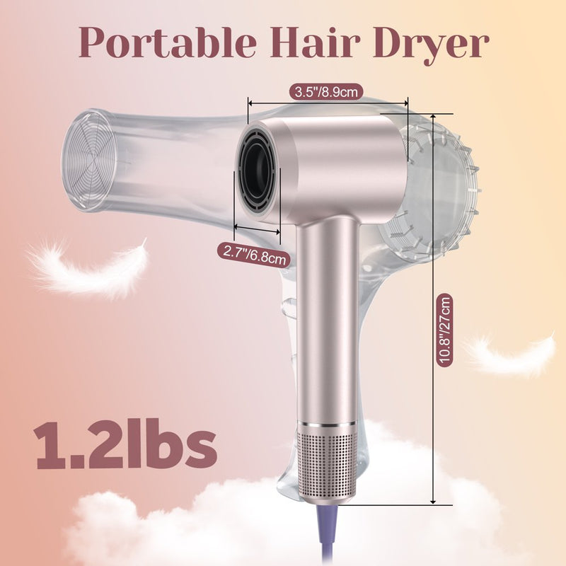 Ionic Hair Dryer, 110,000 RPM High-Speed Blow Dryer, Lightweight Hairdryer, Travel Home Gift