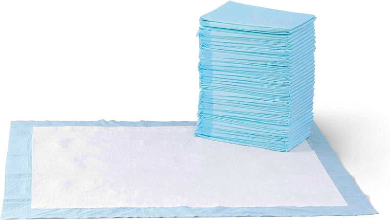 Dog and Puppy Pee Pads with Leak-Proof Quick-Dry Design for Potty Training, Standard Absorbency, Regular Size, 22 X 22 Inches, Pack of 100, Blue & White