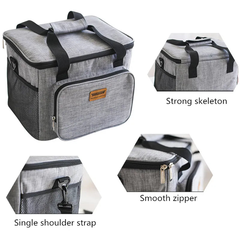 Men High Quality Cooler Bag Portable Picnic Shoulder Insulated Bags Tote Ice Pack Drink Food Beer Storage Container Refrigerator