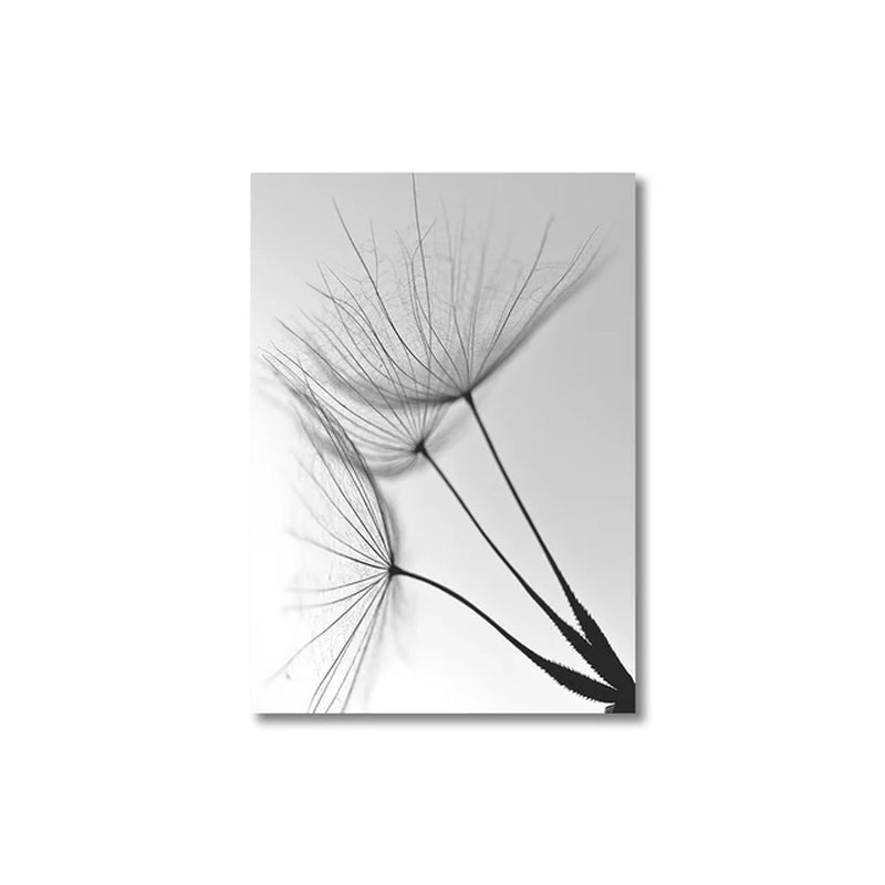 3PCS Black and White Wall Art Canvas Painting Dandelion Flower Pictures Poster and Prints Home Decorative Artworks for Kitchen