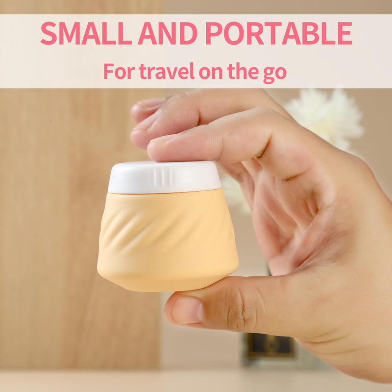 Travel Containers for Toiletries, Silicone Cream Jars TSA Approved Travel Size Containers with Clear Bag, Leak-Proof Travel Accessories with Lid for Cosmetic Face Body Hand Cream (4 Pack)