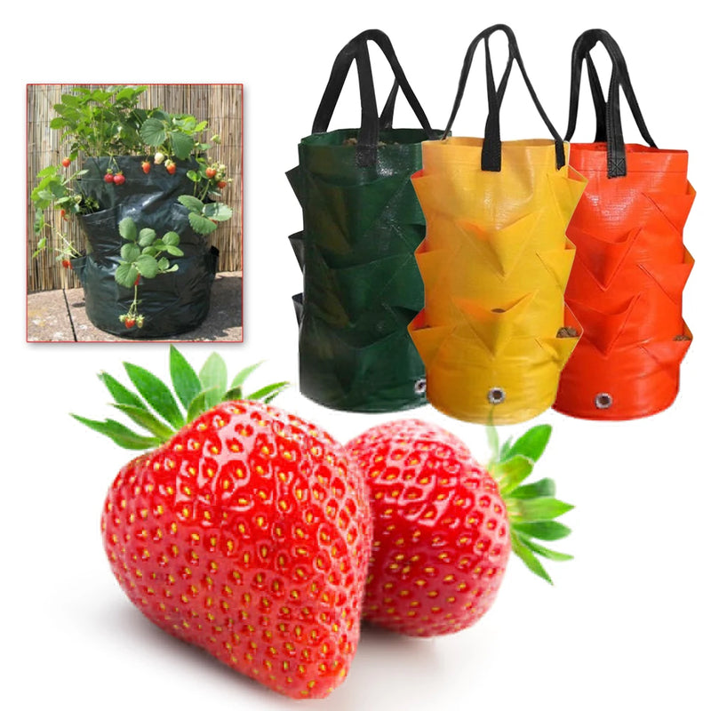 Strawberry Planting Bag 3Gallons Multi-Mouth Vertical Flower Grow Pouch Planter Root Bonsai Plant Plant Pot Garden Supplies