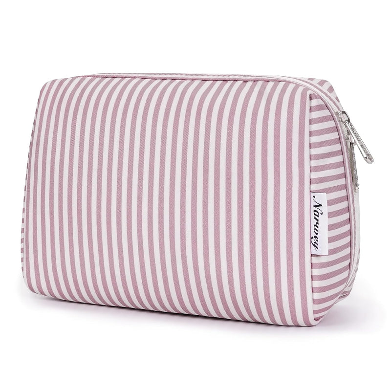 Large Checkered Makeup Bag Zipper Pouch Travel Cosmetic Bag Organizer for Women (Large, Light Checkerboard)