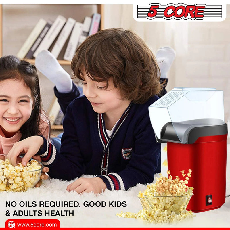 5Core Hot Air Popcorn Machine, 16 Cup, Electric Oil-Free Pop Corn Kernel Popper Bpa-Free Food Safe Red