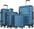 Luggage Sets Expandable PC+ABS Durable Suitcase Double Wheels TSA Lock 3Pcs, Champagne