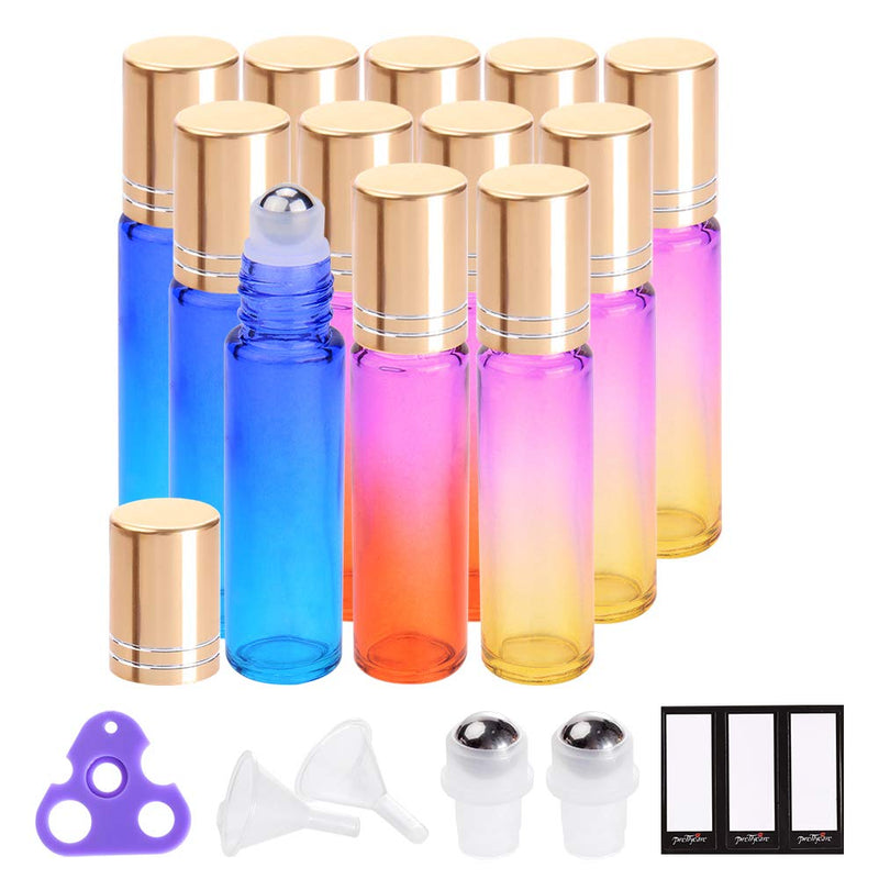 Essential Oil Roller Bottles for Oils 10Ml Glass Amber Perfume Bottles Empty with Extra Roller Balls, Opener, Funnel, Pipette, Labels, 4Pack Roll on Bottles