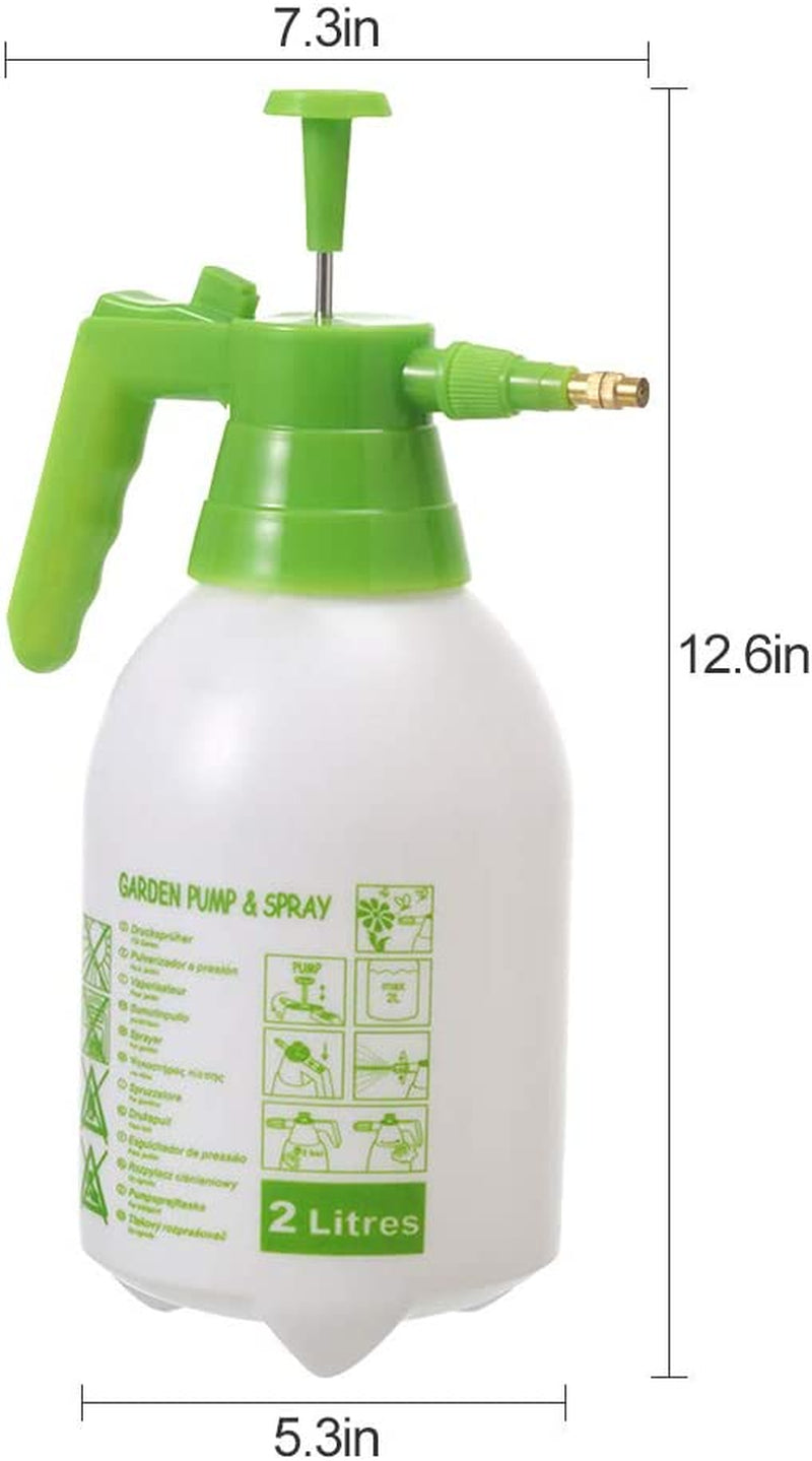 Manual Garden Sprayer Hand Lawn Pressure Pump Sprayer Safety Valve Adjustable Brass Nozzle 0.5 Gal 2L