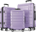 Luggage Sets Expandable PC+ABS Durable Suitcase Double Wheels TSA Lock 3Pcs, Champagne