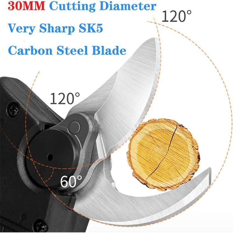 Cordless Electric Pruning Shears 30MM with 2 Battery Powered Tree Branch Pruner 1.2 Inch Cutting Diameter, 6-8 Working Hours (30MM Shears)