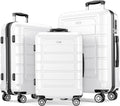 Luggage Sets Expandable PC+ABS Durable Suitcase Double Wheels TSA Lock 3Pcs, Champagne