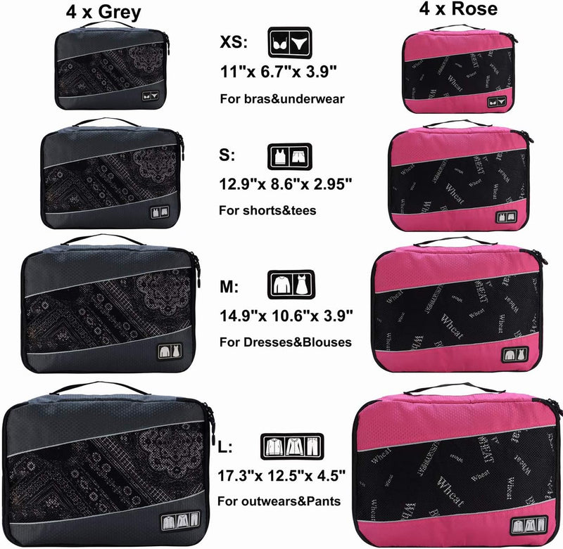 Packing Cubes Luggage Bags Organizer Durable Travel Accessories with Clothing Label