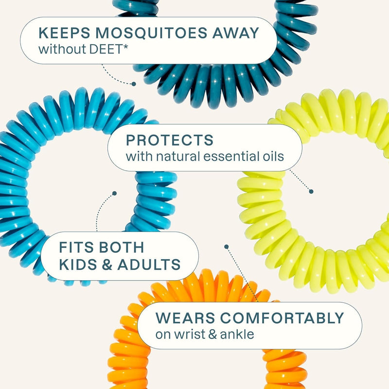 10 Pack Mosquito Repellent Bracelets, Deet-Free Bands, Individually Wrapped (Packaging May Vary)