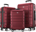 Luggage Sets Expandable PC+ABS Durable Suitcase Double Wheels TSA Lock 3Pcs, Champagne