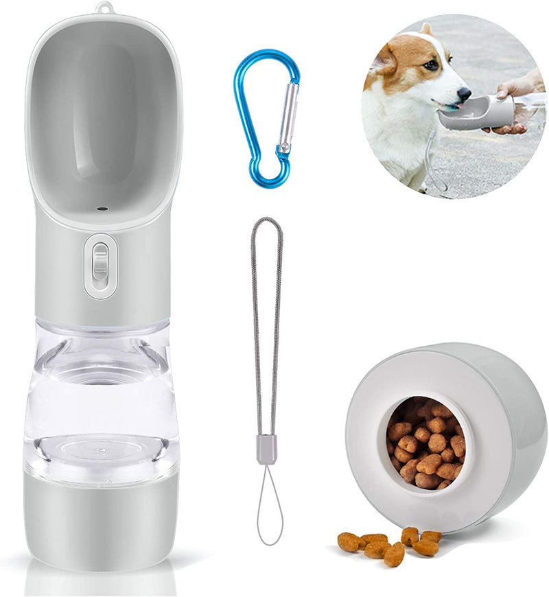 Portable Dog Water Bottle Pet Drinking Bottle Leak Proof Portable Puppy Water Bottle Dispenser and Cats Water Bottle for Walking Traveling Hiking (Silver/258Ml)