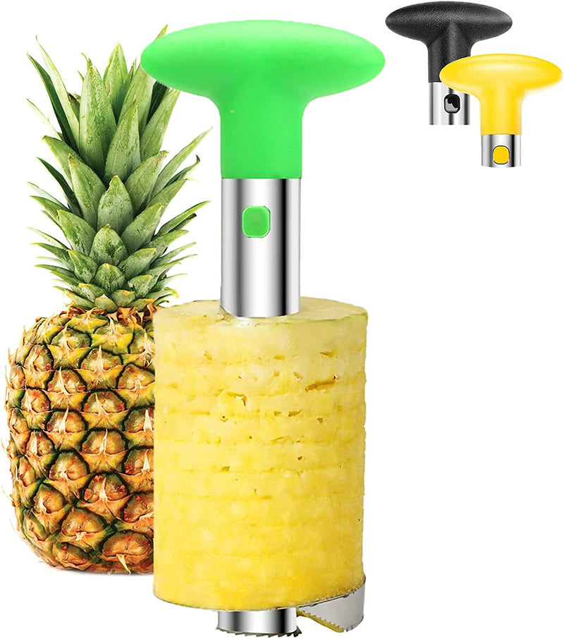 Pineapple Corer, Fruit Cutters Kitchen Tool Stainless Steel Pineapple Slicer Core Remover Tool Cutter Peeler for Home & Kitchen (Green)