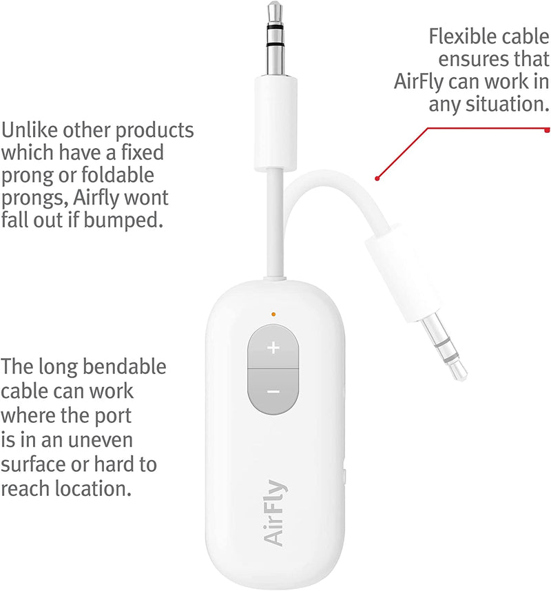 Airfly SE Bluetooth Wireless Audio Transmitter Receiver for Airpods or Wireless Headphones - Use with Any 3.5 Mm Audio Jack for Airplanes, Gym Equipment, Tvs, Ipad/Tablets and Auto