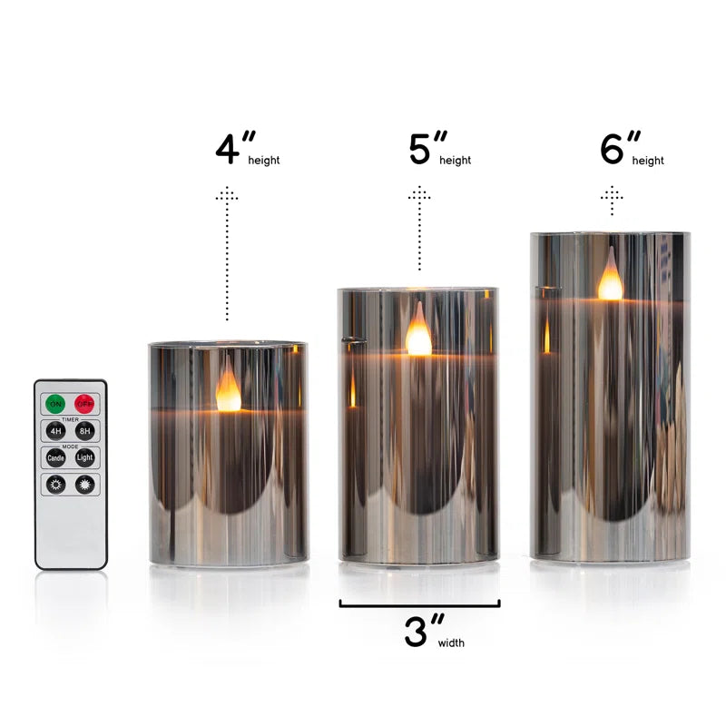 Flameless Candle with Silver Metallic Glass Holder