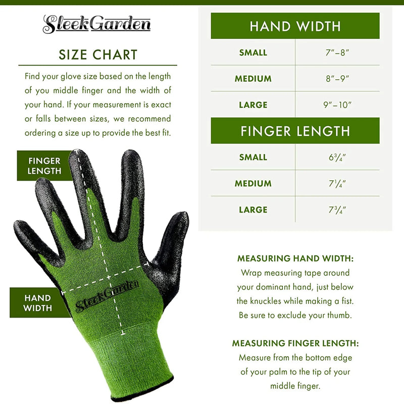 Series Bamboo Gardening Gloves for Women and Men with Nitrile Protective Coating, Medium