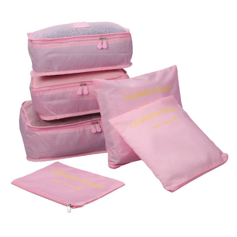 6PCS Packing Cubes for Travel Luggage Organiser Bag Compression Pouches Clothes Suitcase, Packing Organizers Storage Bags for Travel Accessories,Pink