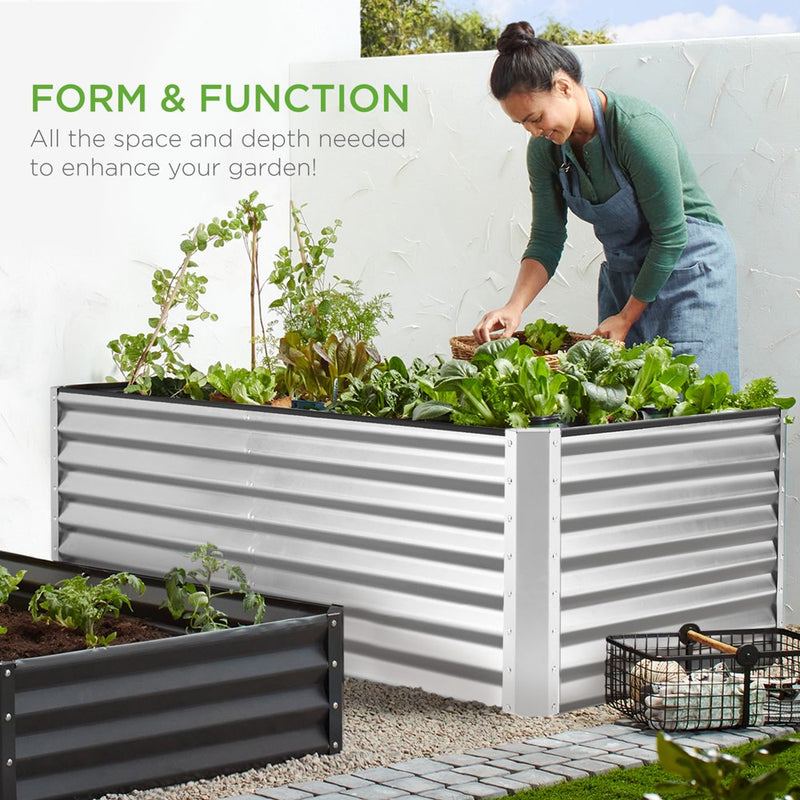 6X3X2Ft Outdoor Metal Raised Garden Bed, Planter Box for Vegetables, Flowers, Herbs - Silver