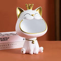 Fortune Crown Big Mouth Cat Entrance Key Storage Tray Decorative Ornament, Light Luxury Housewarming Gift Sculpture