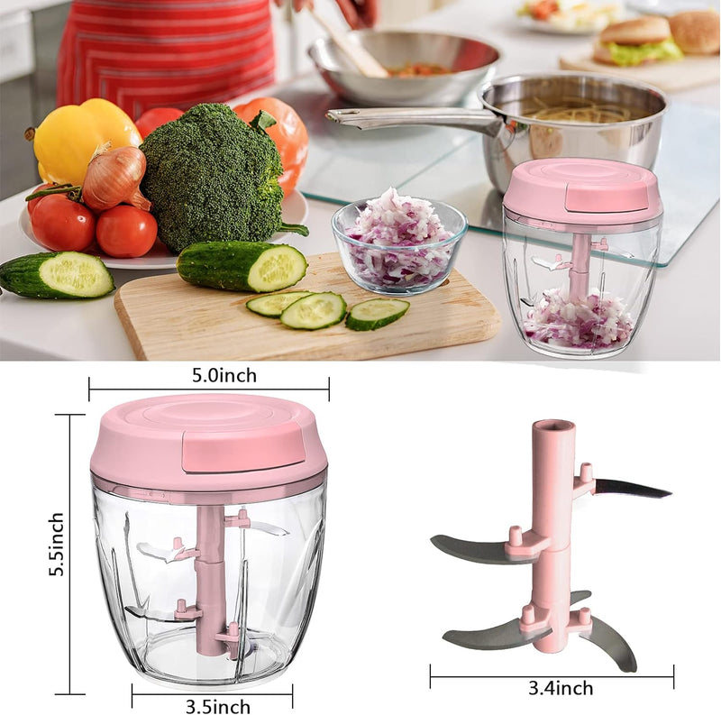 Pull Chop Chopper and Manual Food Processor,Blender,Baby Food Masher with Cord Mechanism for Vegetable Garlic Onion Fruits(1000Ml)