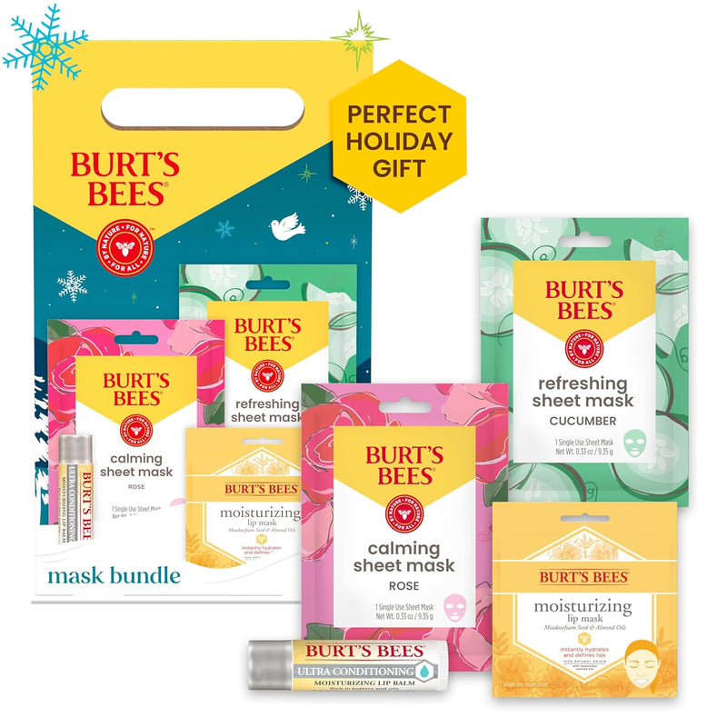 Christmas Gifts, 5 Stocking Stuffers Products, Everyday Essentials Set - Original Beeswax Lip Balm, Deep Cleansing Cream, Hand Salve, Body Lotion & Coconut Foot Cream, Travel Size