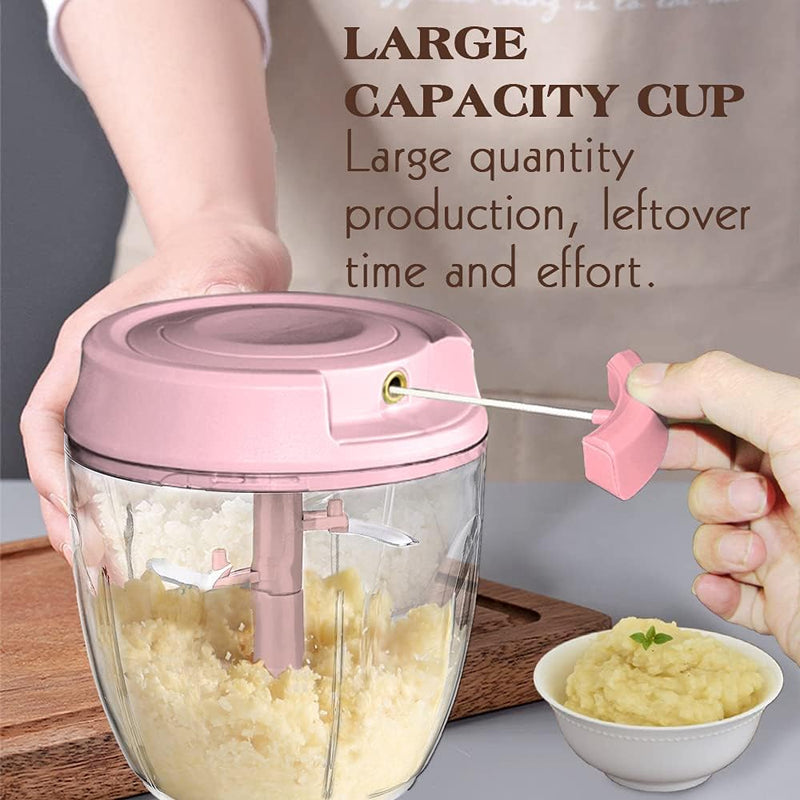 Pull Chop Chopper and Manual Food Processor,Blender,Baby Food Masher with Cord Mechanism for Vegetable Garlic Onion Fruits(1000Ml)