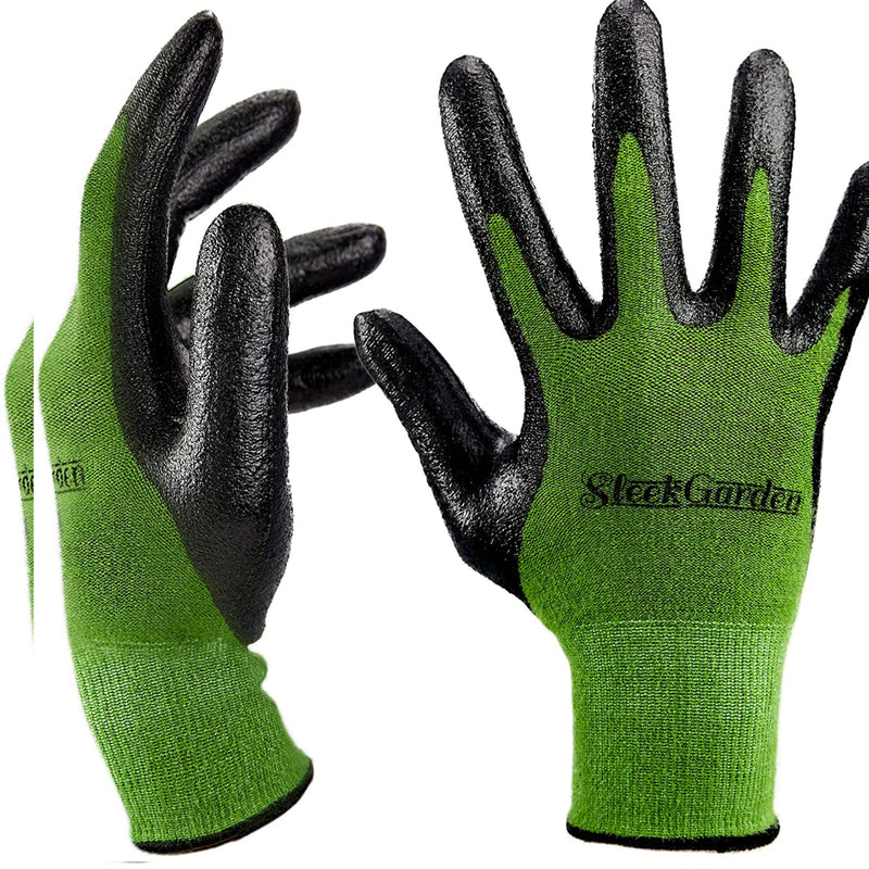 Series Bamboo Gardening Gloves for Women and Men with Nitrile Protective Coating, Medium