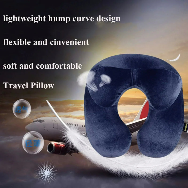 U-Shape Travel Pillow for Airplane Inflatable Neck Pillow Travel Accessories Comfortable Pillows for Sleep