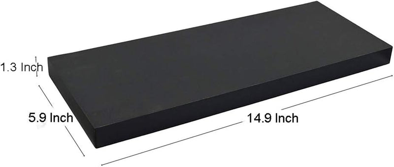 Black Floating Shelves Wall Display Ledge Shelf, Perfect for Bedroom, Bathroom, Living Room and Kitchen Storage, Set of 3, 5.9" Deep