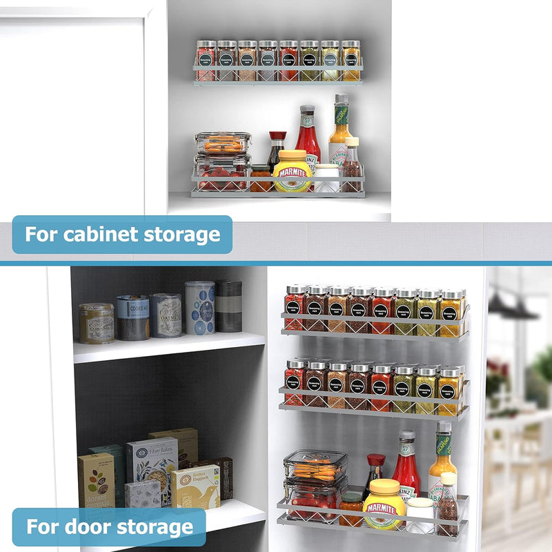 Cabinet Wall Mount Hanging Spice Rack Organizer (3 Pack)