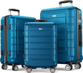 Luggage Sets Expandable PC+ABS Durable Suitcase Double Wheels TSA Lock 3Pcs, Champagne