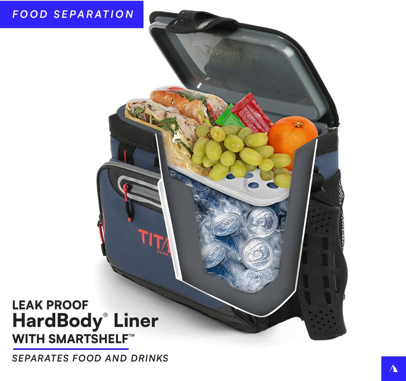 Titan Deep Freeze Cooler Zipperless Hardbody Cooler - Deep Freeze Insulation, Hardbody Liner, and Smartshelf