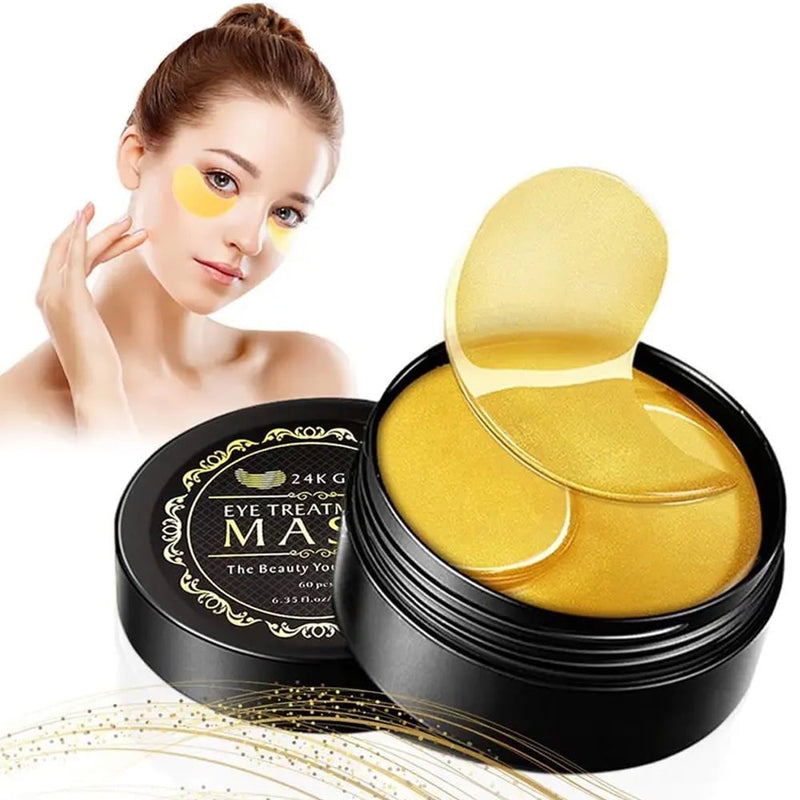 24K Gold under Eye Mask for Puffiness (60Pcs) - Collagen Eye Mask Patches for Hydrating and Firming, Reduce Fine Line, Eye Bags, Wrinkles and Dark Circles