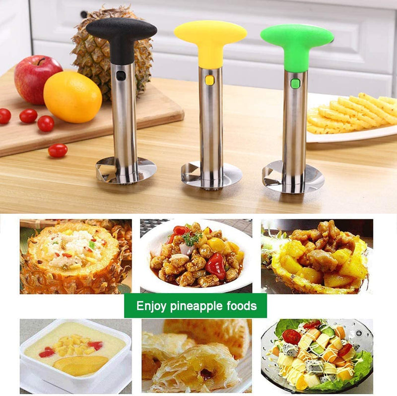 Pineapple Corer, Fruit Cutters Kitchen Tool Stainless Steel Pineapple Slicer Core Remover Tool Cutter Peeler for Home & Kitchen (Green)