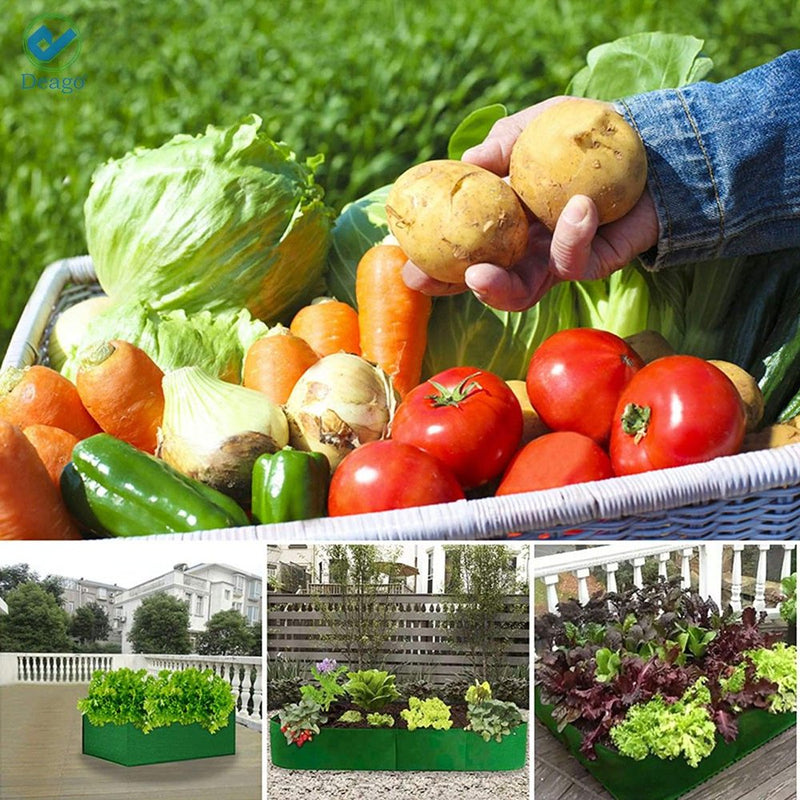 2Pcs Fabric Raised Garden Bed Reusable Square Large Grow Bag Fabric Pots Vegetable Planting Bag with Handles Planting Pots for Plants Flowers Vegetables (Green)