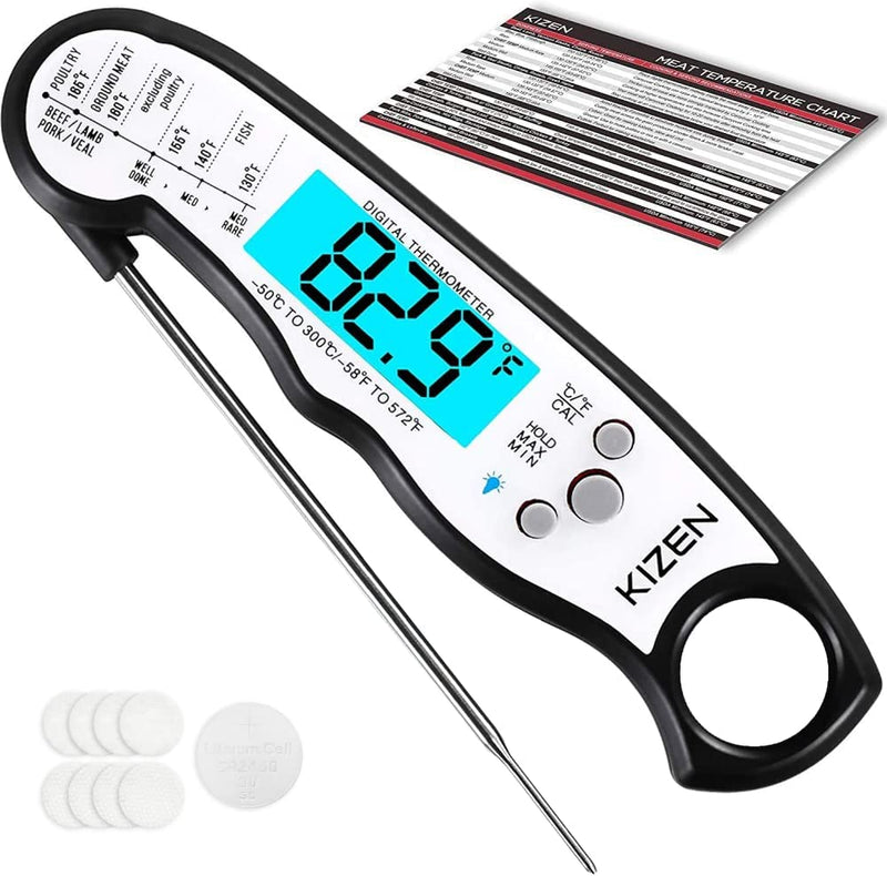 Instant Read Meat Thermometer Digital - Food Thermometer for Cooking, Grill, Oven, BBQ - Probe Thermometer for Kitchen