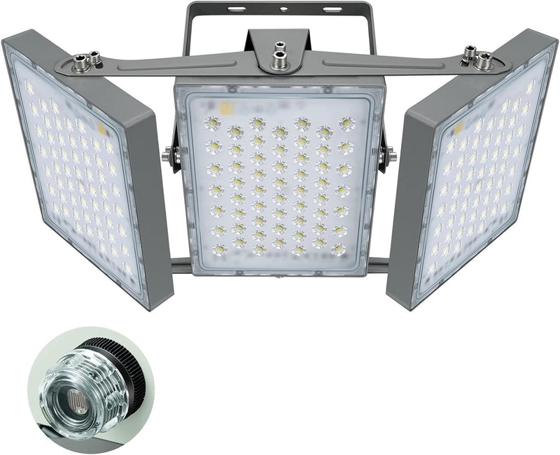 LED Flood Lights Outdoor, 150W 13500LM Dusk to Dawn Outdoor Lighting with Photocell, IP66 Waterproof, 5000K, 3 Heads Adjustable Wide outside Lighting for Parking Lot, Yard, Street, Stadium