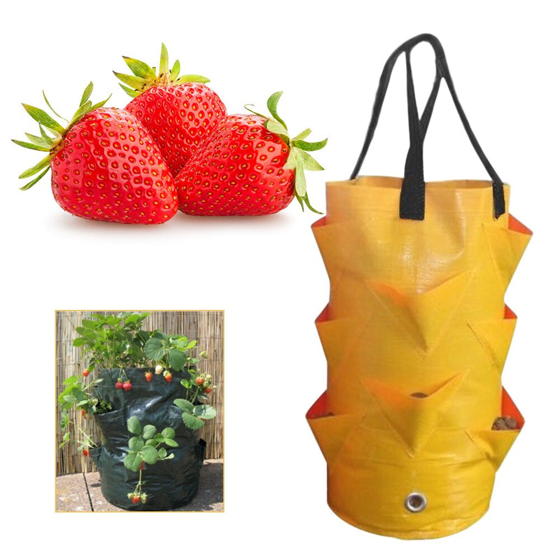 Strawberry Planting Bag 3Gallons Multi-Mouth Vertical Flower Grow Pouch Planter Root Bonsai Plant Plant Pot Garden Supplies