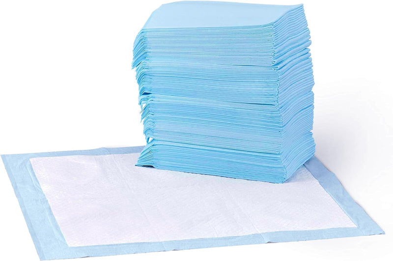 Dog and Puppy Pee Pads with Leak-Proof Quick-Dry Design for Potty Training, Standard Absorbency, Regular Size, 22 X 22 Inches, Pack of 100, Blue & White