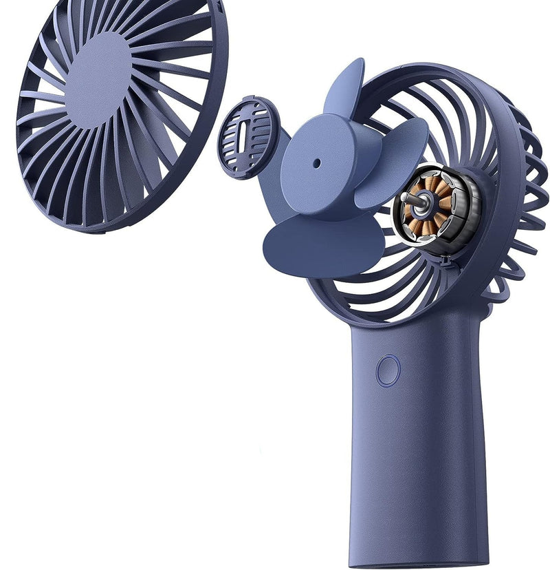 Handheld Portable [20H Max Cooling Time] Mini Hand Fan, 4000Mah USB Rechargeable Personal Fan, Battery Operated Small Fan with 3 Speeds for Travel/Commute/Makeup/Office-Blue