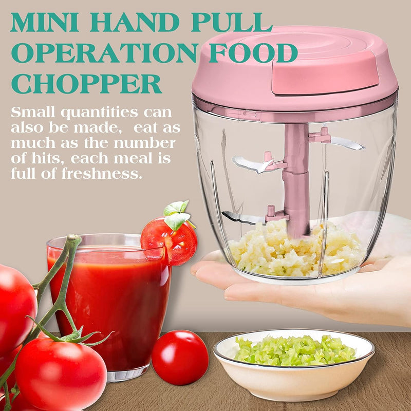 Pull Chop Chopper and Manual Food Processor,Blender,Baby Food Masher with Cord Mechanism for Vegetable Garlic Onion Fruits(1000Ml)