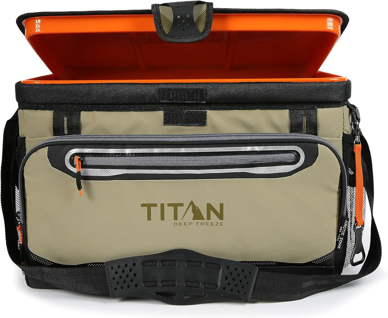 Titan Deep Freeze Cooler Zipperless Hardbody Cooler - Deep Freeze Insulation, Hardbody Liner, and Smartshelf