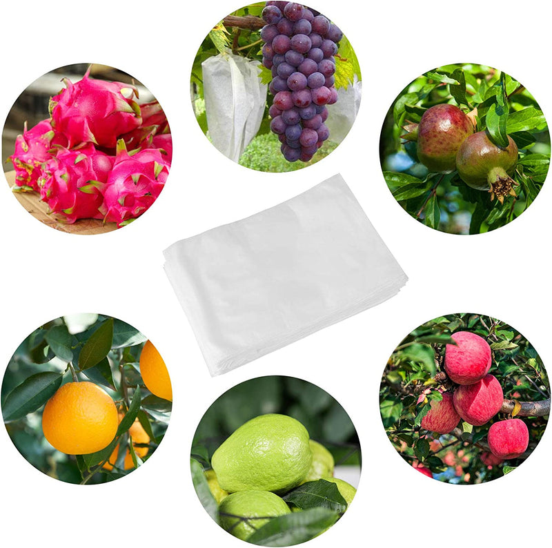 100 Pcs 9.4''X13.8'' Non-Woven Fruit Protection Drawstring Bags, Protect Vegetables Fruits from Insects Mosquito Bugs