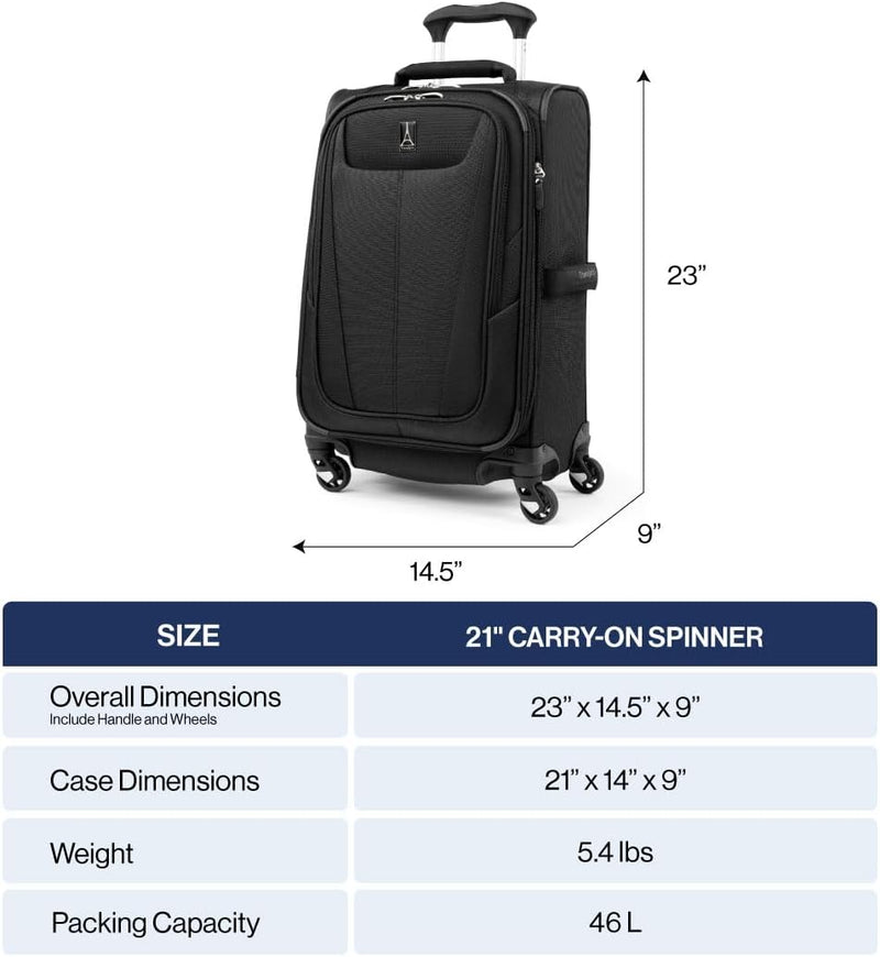 Maxlite 5 Softside Expandable Carry on Luggage with 4 Spinner Wheels, Lightweight Suitcase, Men and Women, Champagne, Carry on 21-Inch