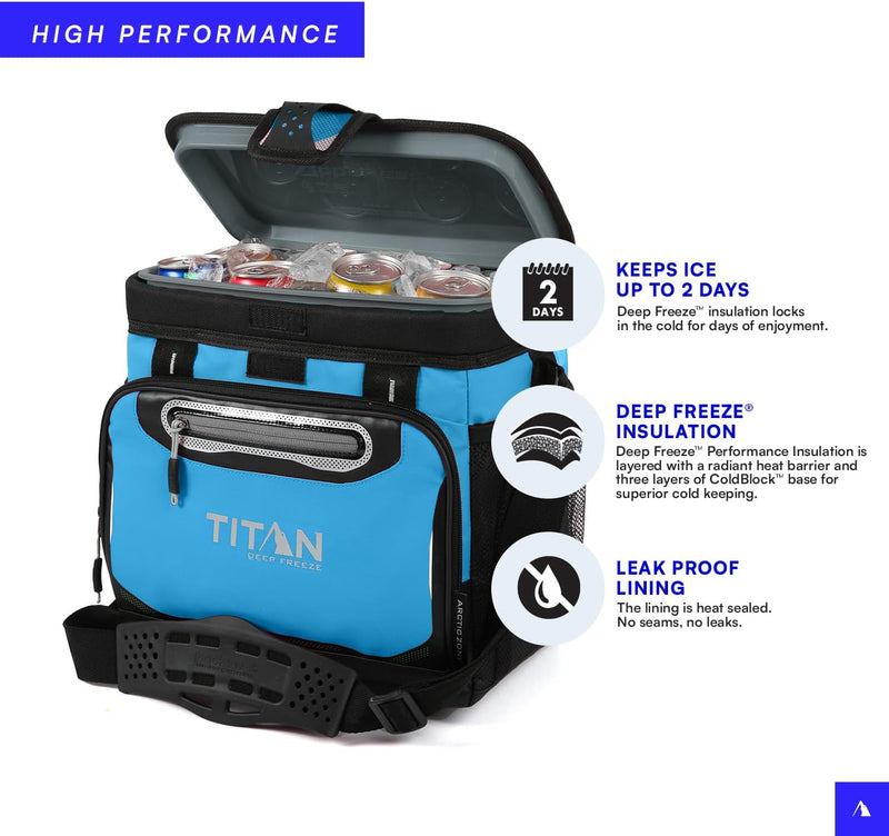 Titan Deep Freeze Cooler Zipperless Hardbody Cooler - Deep Freeze Insulation, Hardbody Liner, and Smartshelf